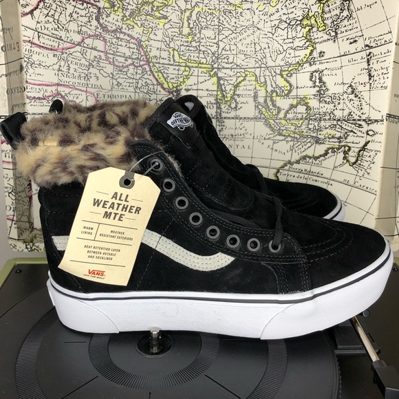 Vans Shoes - Vans MTE sk8 hi platform leopard fur women’s 9.5
